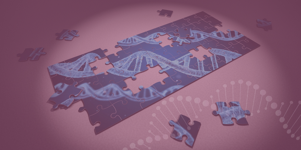 quebra-cabeça com imagem de DNA